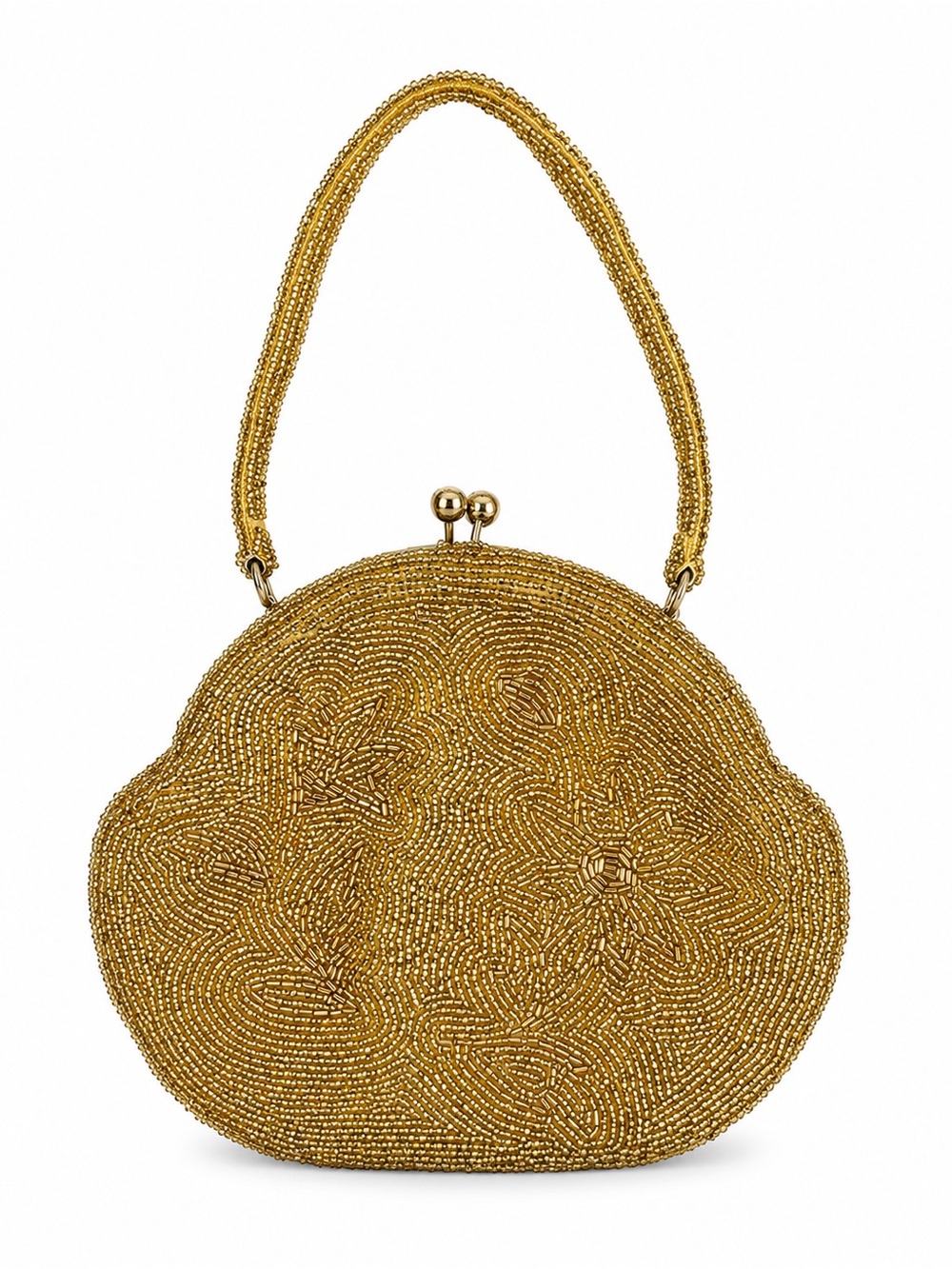 Delill Women’s Vintage Gold Beaded Evening Bag Floral Handbag Art Deco Purse